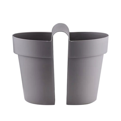 Double-Sided Hanging Rail Planter Deck Flower Pot-Gray black