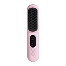 Wireless Hair Straightener Brush with Negative Ion Care, Fast Heating 20s, AntiScald Comb Pink