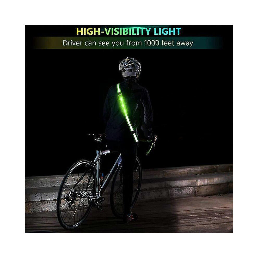 Led Reflective Belt Sash For Walking At Night,Rechargeable Led Light Up Running Belt For Runners Walkers,Pink 6935161375268