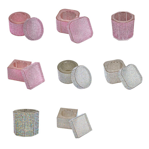 Glass Manicure Organizer Dish For Nail Technician-Pink cylinder 1