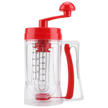 Pancake Batter Dispenser Central Spout Design SingleHand Operated Transparent ABS 11.4 X 4.3 Inches With Scale