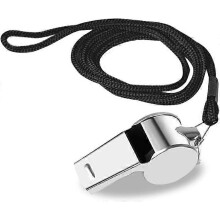 Whistle - Referee whistle - Metal - With cord - game whistle - silver - Alarm whistle - Emergency whistle with lanyard - Dog whistle - 4*1.7*2cm