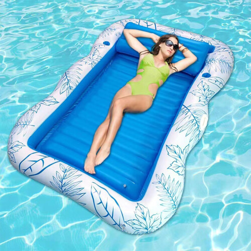 Pool Float  Inflatable Lounger with Cup Holder for Beach, Lake 2