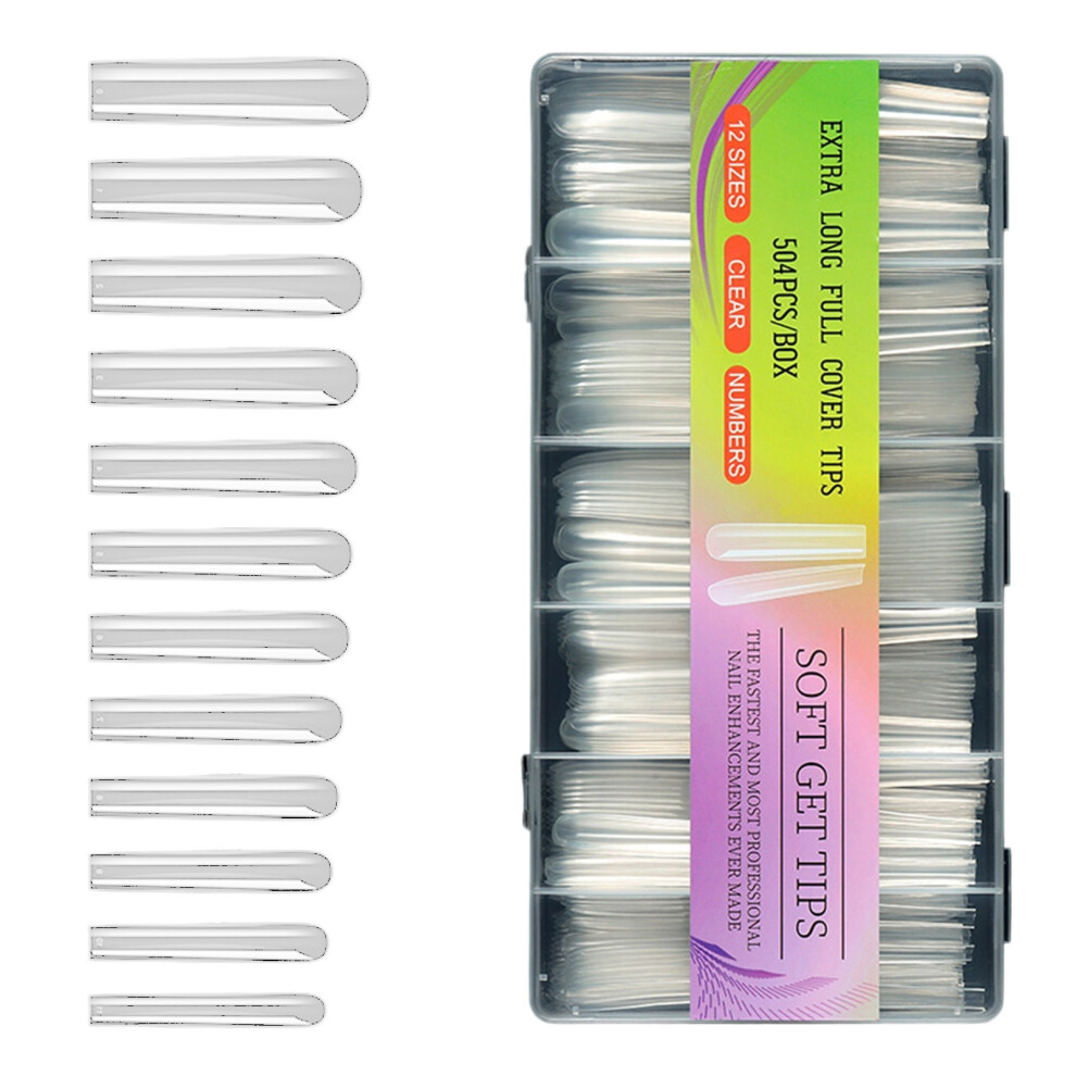 504Pcs Soft Gel Nail Tips Extra Long Full Cover-Square Armor