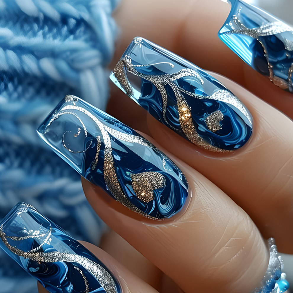 Gold 24Pcs Press On Nail False Nail Glossy Artificial Nail With