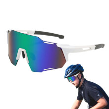 Outdoor Sports Bike Glasses for Men Mountain Bike Sunglasses Windproof Dustproof White Frame Blue Lenses