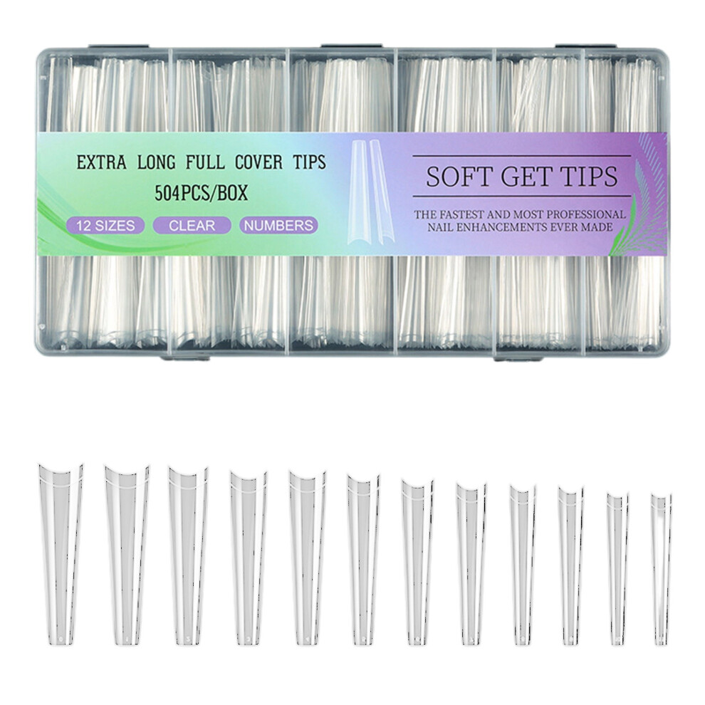 504Pcs/set Transparent Artificial Nail Kit Full-Denim Armor