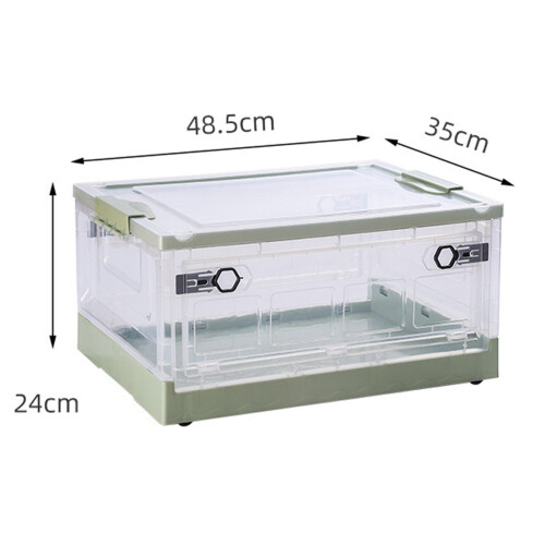 Plastic Storage Box Foldable Design Transparent Container With Lids Stackable Collapsible Movable Wheels Grated Wall Design For Visibility Durable Sto 1