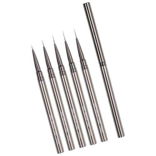 5 Pieces Premium Nail Design Brush Kit Assorted Sizes Fine Tip