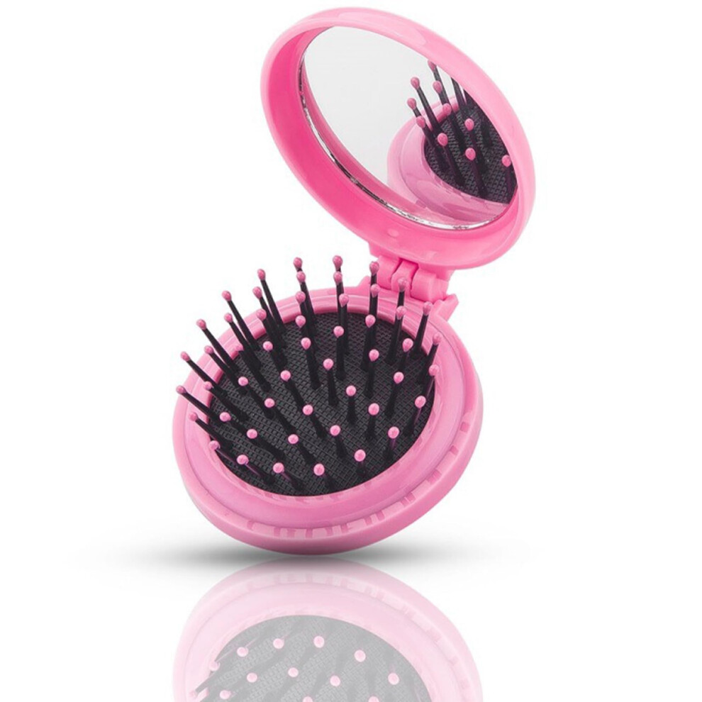 Travel Hair Brush with Mirror Compact Foldable Mini For Handbag Portable Makeup Mirror Hair Comb