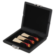 Oboe Bassoon Reed Case Black PU Leather Holder For 3 Reeds