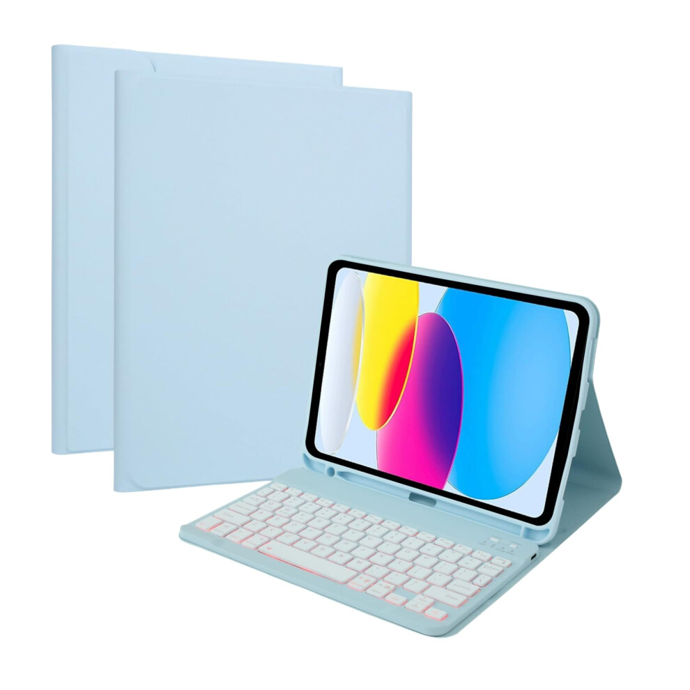 Case With Keyboard For Ipad Air 10.9 Inch 5Th/4Th Gen 2022/2020 Compatible Backlight Wireless Detachable Folio Pencil Holder 9119770161659