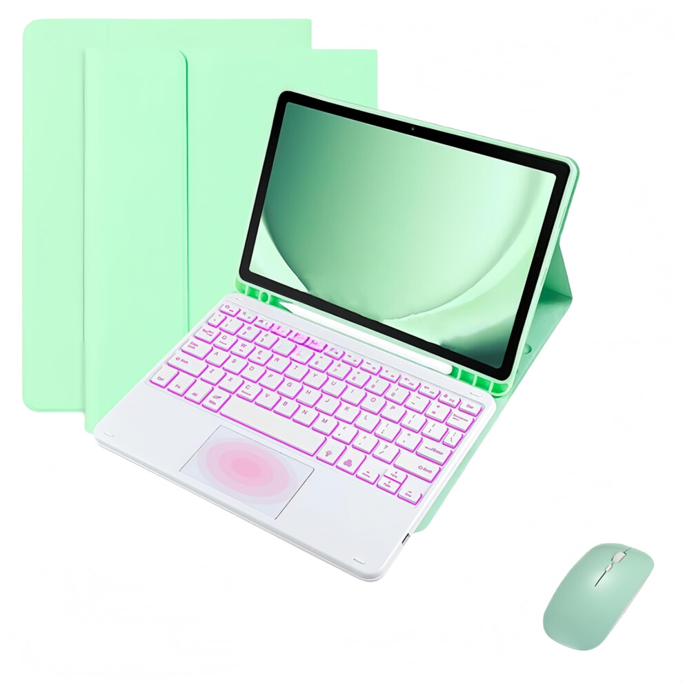 Keyboard Case For Tablet A9 8.7 Detachable Bluetooth Trackpad, 7Color Backlight, Mouse, S Pen Holder, Green 9119770161727
