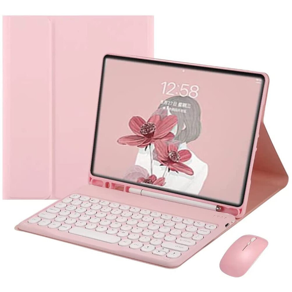 Keyboard Case For 10.5 Inch Tablet 2022 With Mouse, Detachable Wireless Keyboard, Pencil Holder, Pink 9119770161505