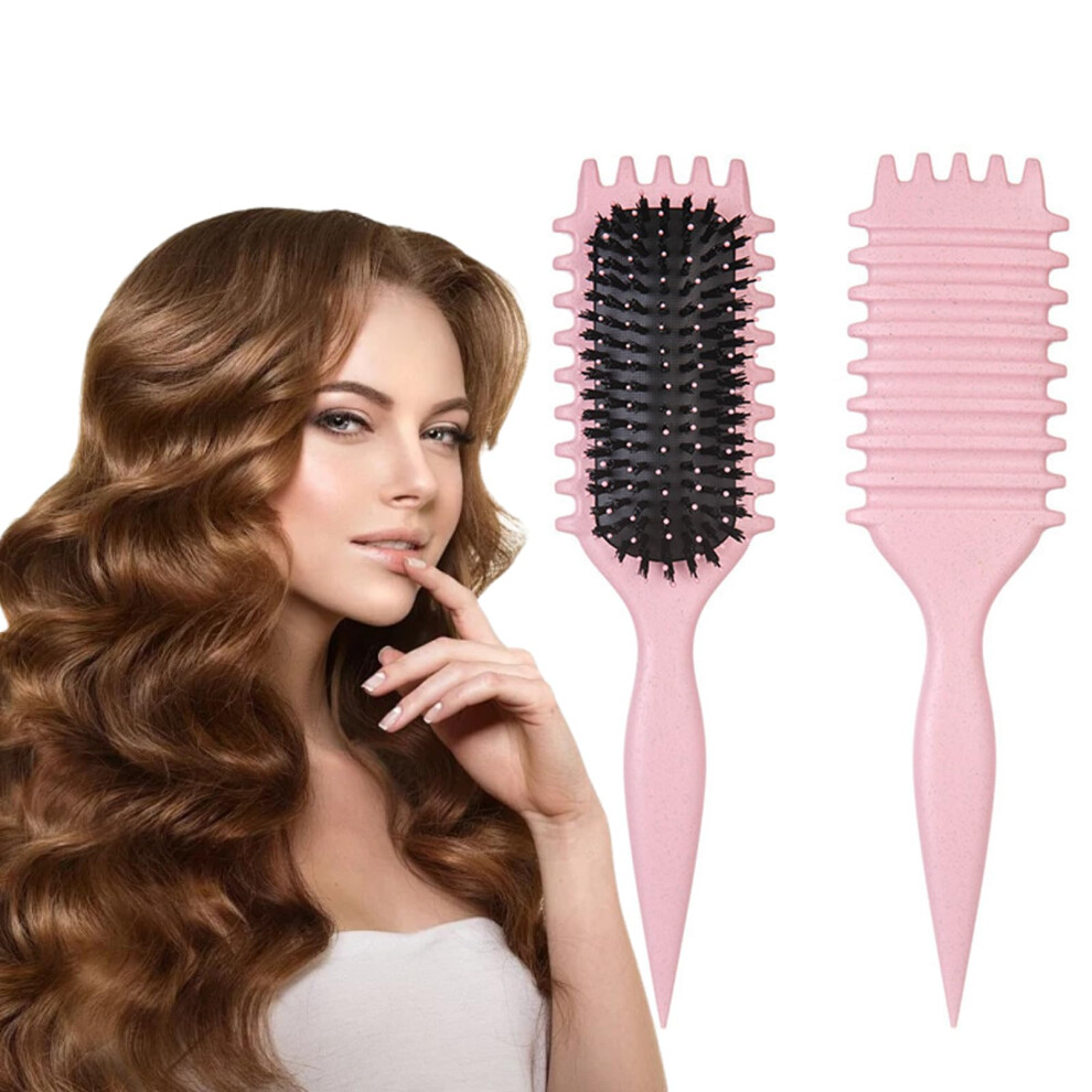 Pink Curly Hair Brush Curl Defining Boar Bristle Hair Brush For Curly Hair All Hair Types