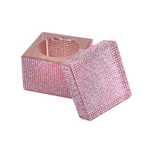 Stylish Acrylic Nail Dish With Rhinestones-Pink Square