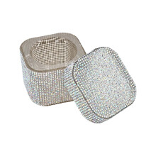 Rhinestones Decorated Nail Brush Cleanser-Silver Round corners
