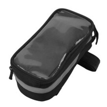 Bolsa para celular para bicicleta, com suporte, alta sensibilidade ao toque, compartimento com zíper resistente à água e fecho de velcro