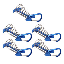 Tentpinnen van duurzame aluminiumlegering met roestvrije veersluiting en antislip D-clips, draagbaar en breed inzetbaar.