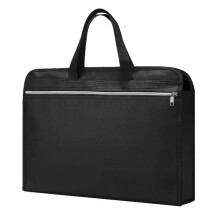 Thickened Double Layer Business Briefcase Multifunctional Waterproof Zipper Pouch Solid Color Black Large Capacity Organizer