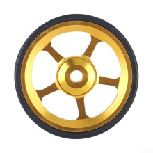 61mm Wheels For Folding Bikes Aluminum Alloy CNC Machined Strength Lightweight 3mm Thick Square Rubber Ring Black