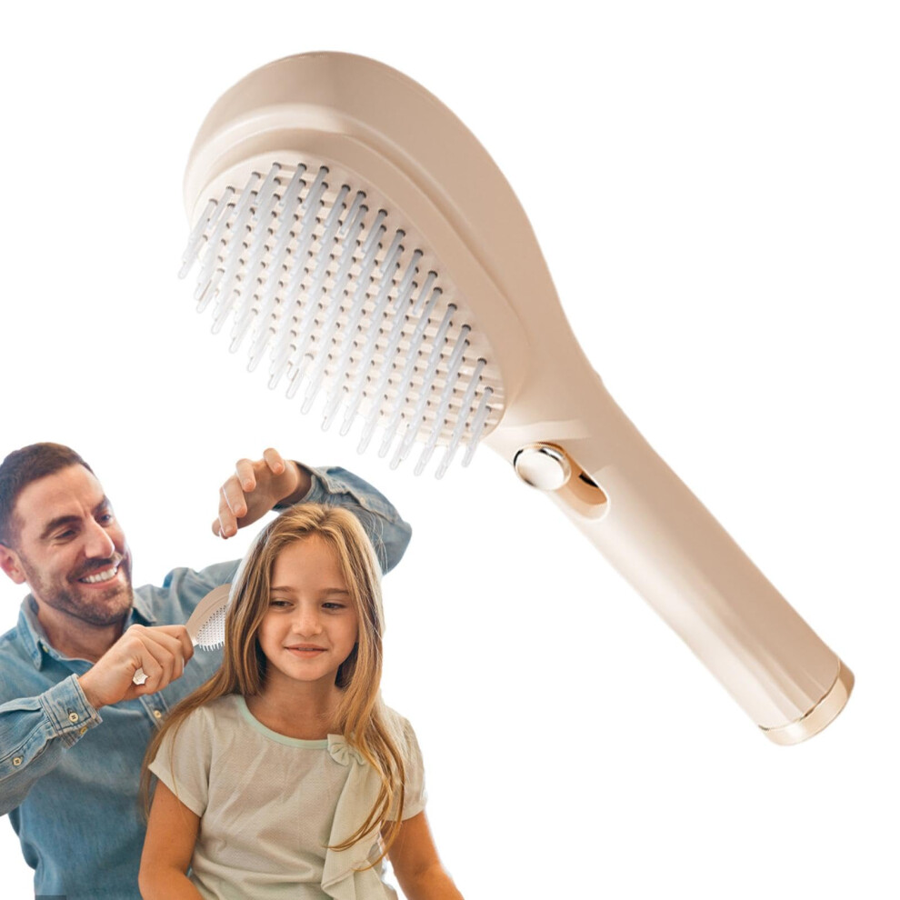 Detangling Hair Brush Ergonomic Handle Retractable Bristles For Women Beige