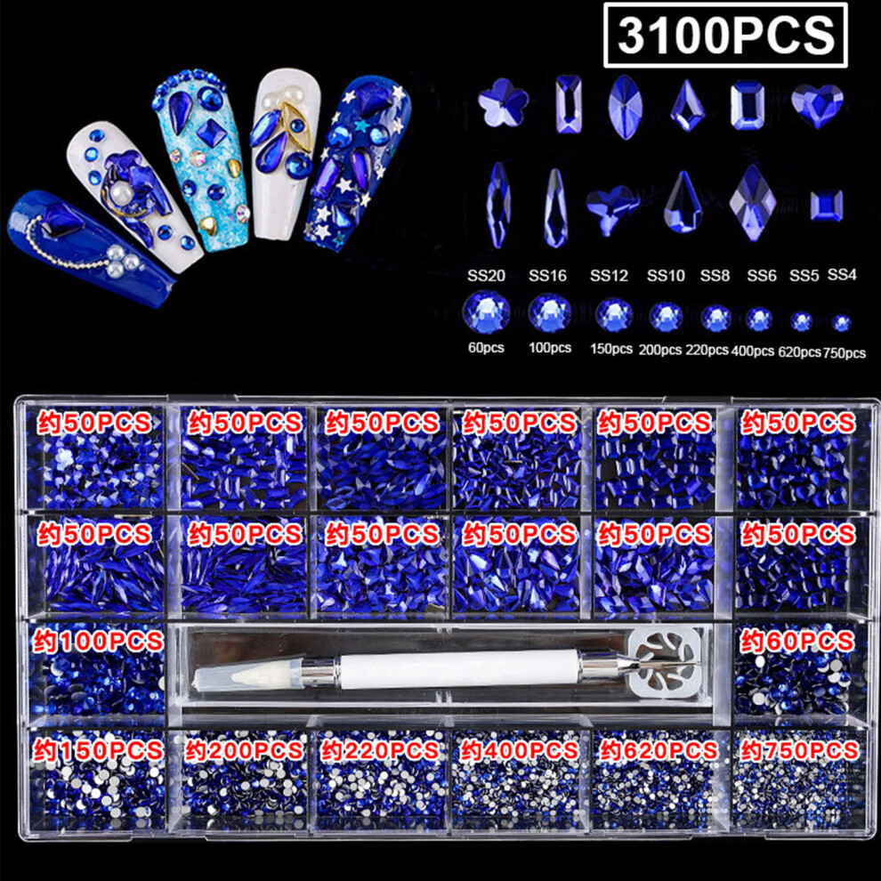 Nail Crystal Rhinestones Kit,Mix Shape AB Glass,3D Diamonds-22