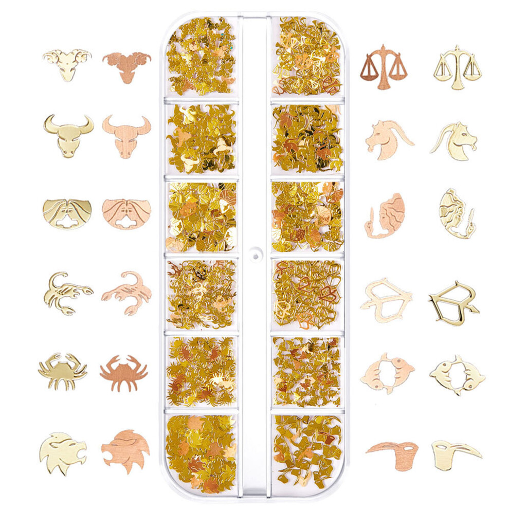 Constellations Charms Zodiac 3D Alloy Zodiac Sign Nail Tips