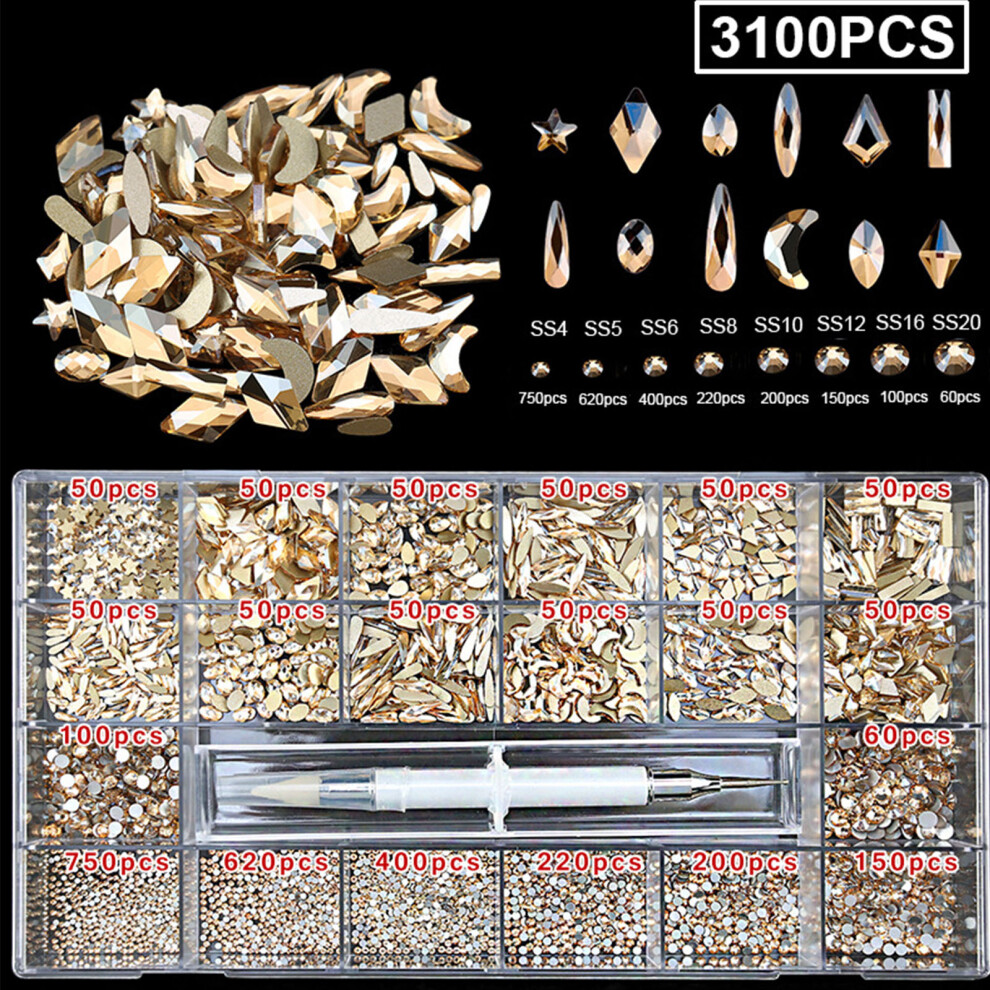 Glass Nail Rhinestones Crystal Nail Gems Stones Multi Shapes-23