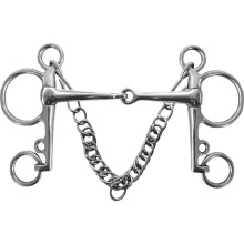 Horse Bits Snaffle Stainless Steel Jointed Mouth With Curb Chain Equestrian Connector Accessory