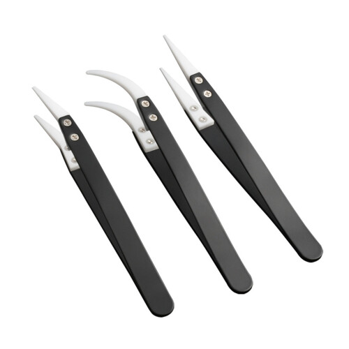 3pcs Ceramic Reverse Tweezers Anti-Static 1300 Heat Resistant