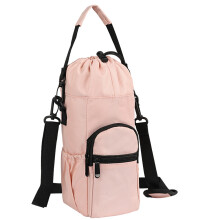 Compagno di viaggio: borsa in tessuto Oxford resistente all'acqua, compatibile con bottiglie da 20 oz a 40 oz, tracolla regolabile, tasche multiple,