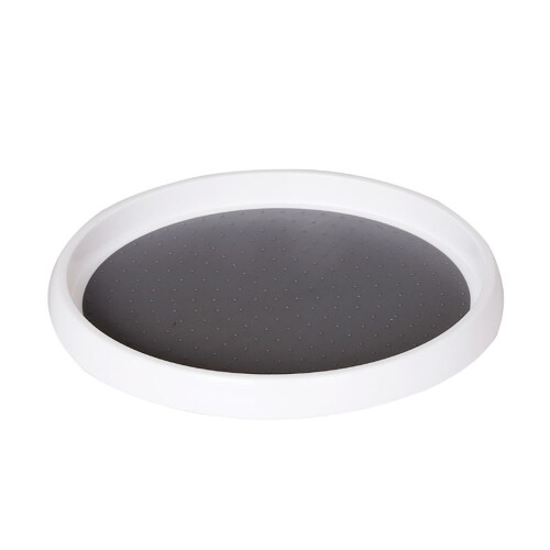 Maximize Space Efficiency rotating tray Organizer, Non-Skid Design For Refrigerator Tabletop (2PCS, White/Gray)