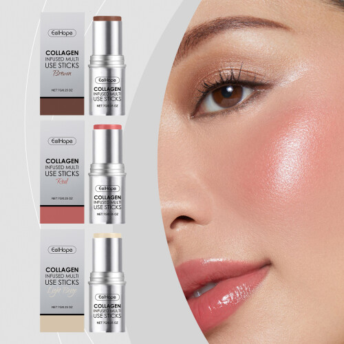 Collagen Makeup Stick, Moisturizes Natural Multicolor Blush Stick 1