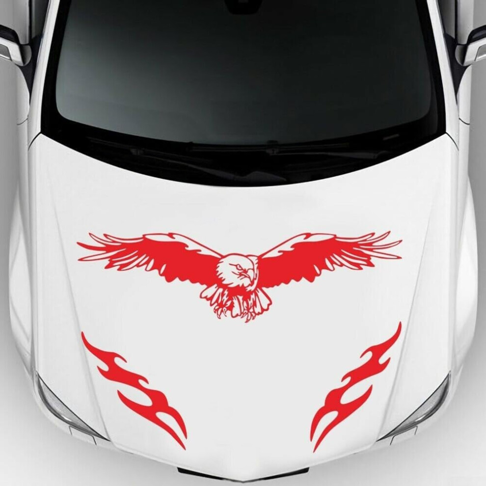 Car And Truck Vinyl Graphics Decal Eagle Emblem Hood Body Waterproof Removable Sticker Suv Pickup Off Road Black/Red 9339159724644