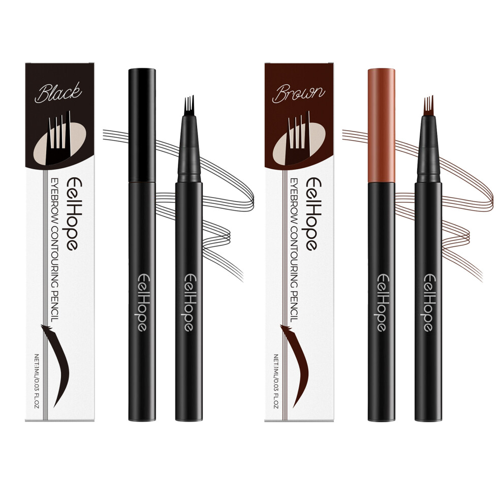 Four-Prong Eyebrow Pencil Waterproof Sweat Resistant Long-Lasting