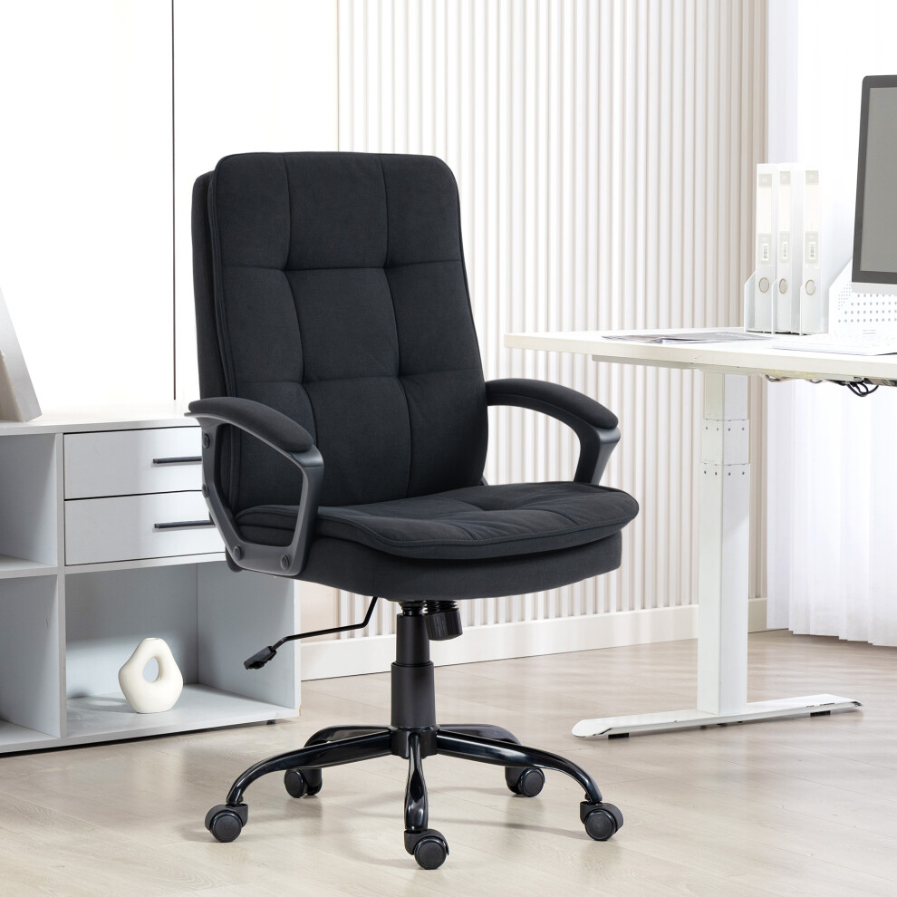 Homcom (Black) Office Chair, Computer Desk Chair With Dual-Layer Padding