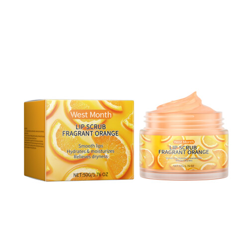 Orange 2-in-1 Lip Scrub & Balm, Exfoliating Moisturizing
