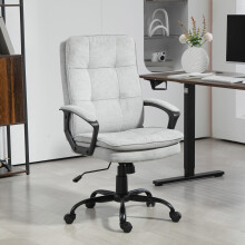 (Grey) HOMCOM Office Chair, Computer Desk Chair with Dual-Layer Padding