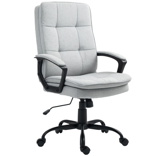 Homcom (Grey) HOMCOM Office Chair, Computer Desk Chair with Dual-Layer Padding 1