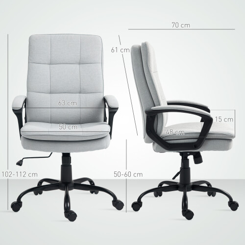 Homcom (Grey) HOMCOM Office Chair, Computer Desk Chair with Dual-Layer Padding 2