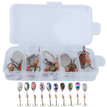 Kit de 10 leurres de pêche de haute qualité (spinnerbaits) pour bar, truite et saumon, avec revêtement professionnel et paillettes métalliques