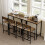 Homcom (Brown) HOMCOM 3-Piece Bar Table Set with 2 Stools, Footrest 8