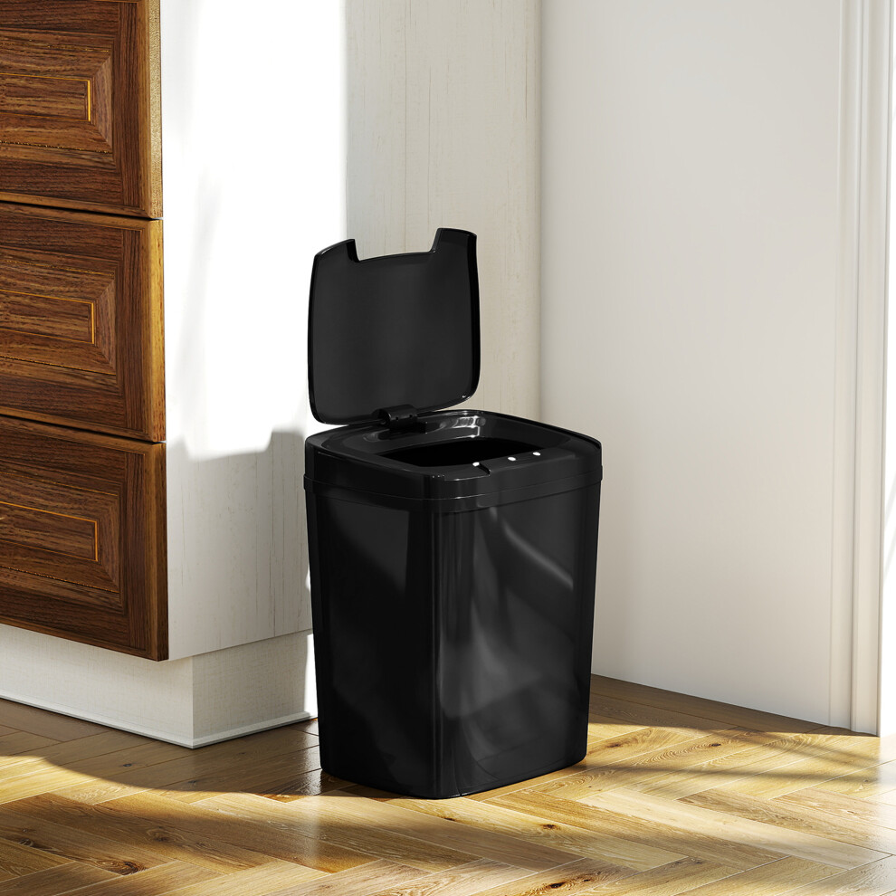 Homcom (Black) 15L Sensor Bin, Automatic Touchless Kitchen Bin, Battery Operated Black