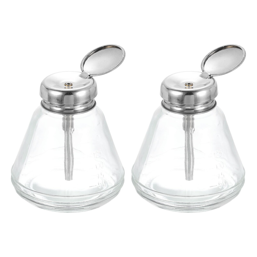 2 x Solvent Alcohol Dispenser 180ml Conical Liquid Dispenser Pump Bottle with Copper Tube and Copper Core for Acetone Nail Polish Remover