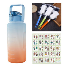 Time Marker Wasserflasche mit Motivationssprüchen, 2 l BPA-frei, auslaufsicher, Sport-Trinkflasche mit abnehmbarem Strohhalm und Klappdeckel,