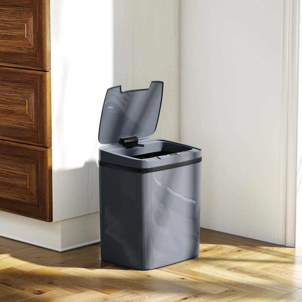 Homcom Grey (Grey) 15L Sensor Bin, Automatic Touchless Kitchen Bin, Battery Operated