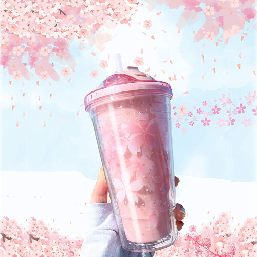 Τέλεια θήκη ποτηριού με σχέδιο Sakura, ποτήρι διπλής στρώσης με στεγανότητα και 1