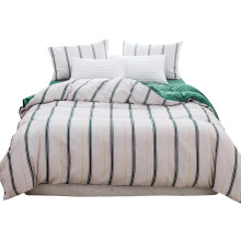 Chic Twin Duvet Cover Set, Vibrant Washed Cotton Duvet Cover With Green Grey Stripes For Twin Beds, Easy To Take Out Or Refill The Liner Thanks To The