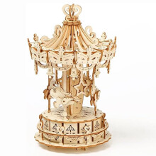 3D Wooden Puzzle Mechanical Carousel Model Kit, Creative DIY Decoration Craft Project, Gift for Birthday and Christmas